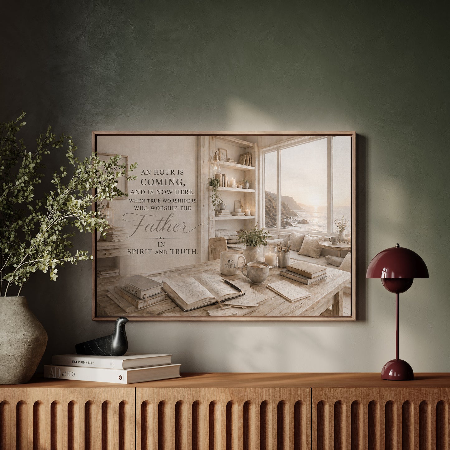 In Spirit and Truth Lyrics Art | Coastal Study | Framed Canvas