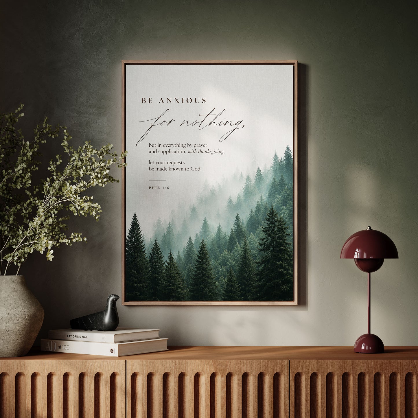 Be Anxious for Nothing Wall art — Misty Pine Forest | Posters, Framed Posters and Canvases