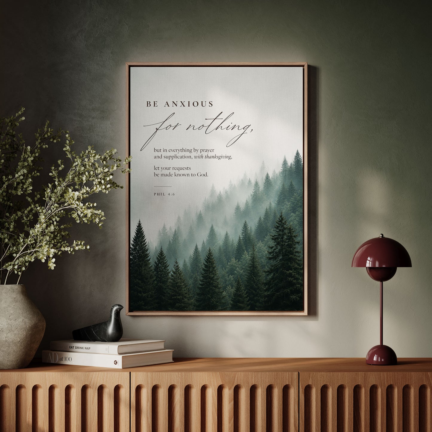 Be Anxious for Nothing Wall art — Misty Pine Forest | Posters, Framed Posters and Canvases