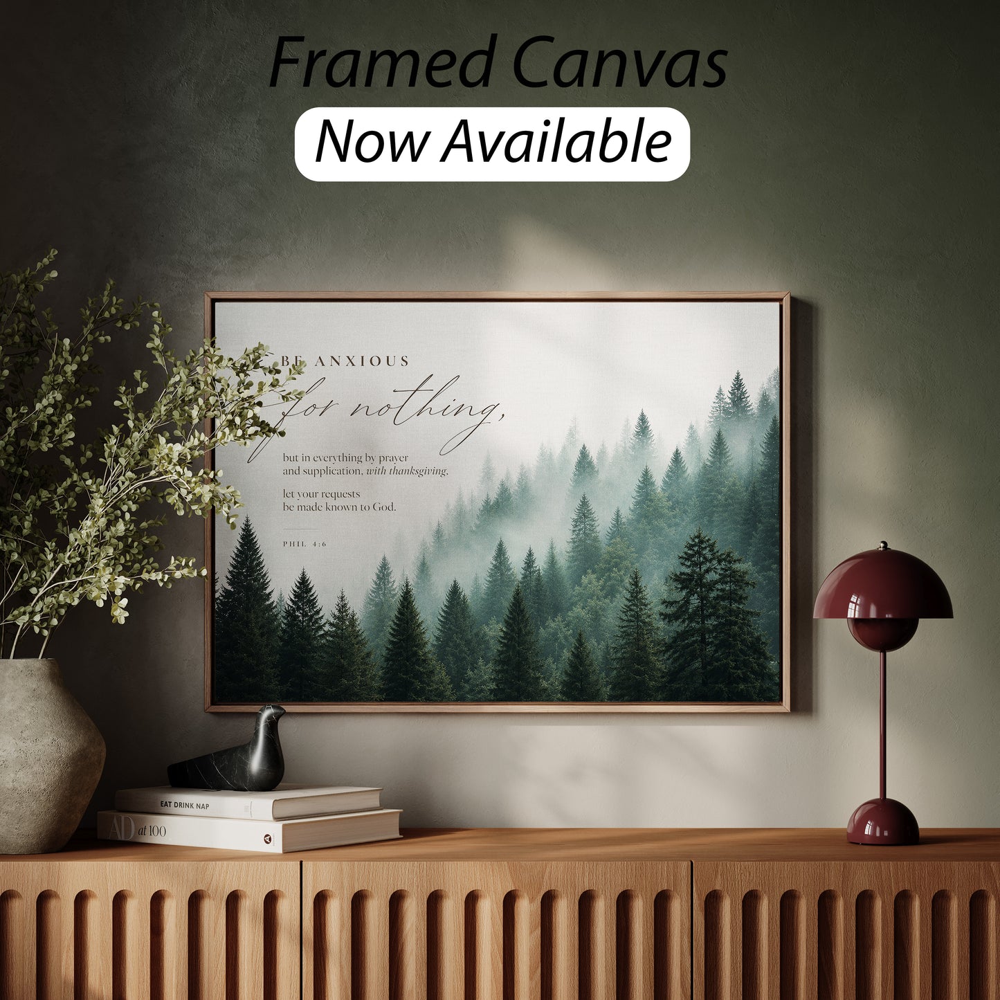 Be Anxious for Nothing Wall art — Misty Pine Forest | Posters, Framed Posters and Canvases
