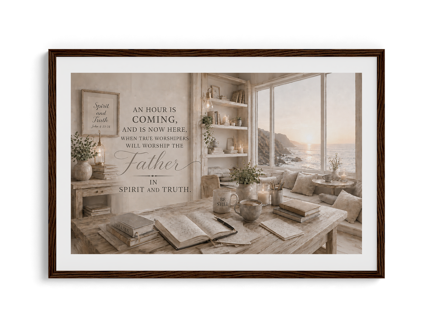 In Spirit and Truth Lyrics Art | Coastal Study | Premium Wood Frame Poster