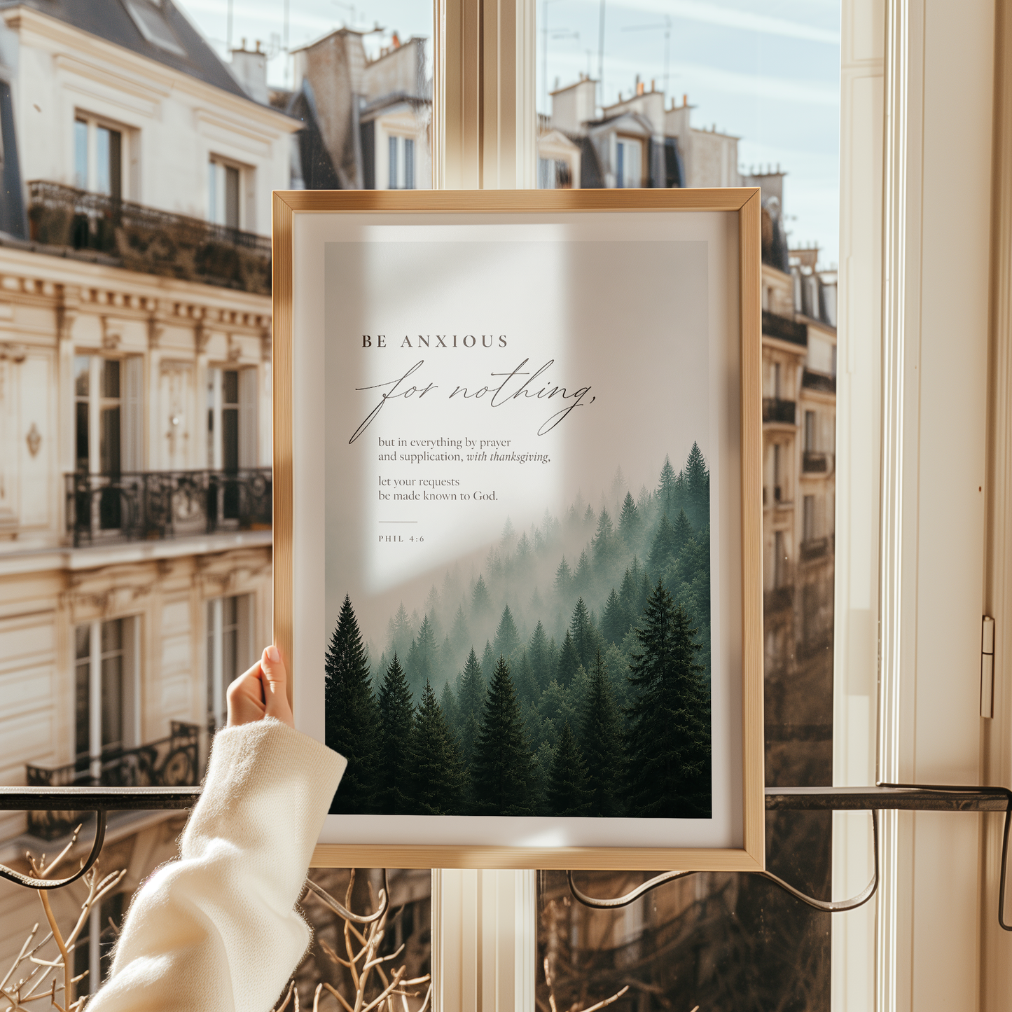 Be Anxious for Nothing Wall art — Misty Pine Forest | Posters, Framed Posters and Canvases