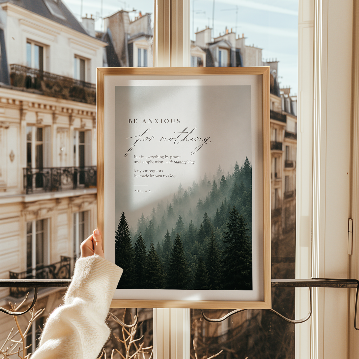 Be Anxious for Nothing Wall art — Misty Pine Forest | Posters, Framed Posters and Canvases